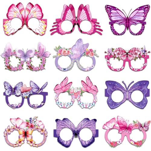 24 Pcs Butterfly Party Favors Spring Butterfly Paper Eyeglasses P...