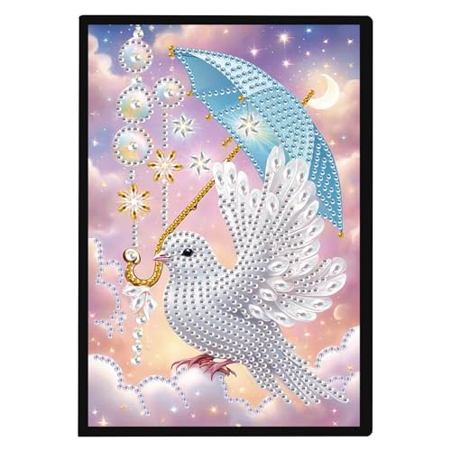 50 pagine per pittura artistica con diamanti, taccuino senza fili, quaderno parzialmente dipinto in carta bianca per ufficio, casa, artigianato, arte, colomba
