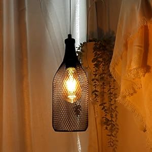 JHY DESIGN Hanglamp Werkt op Batterijen Met Timer Van 6 uur Decoratieve Hanglamp Metalen Kooi Industriële Retro-lamp…