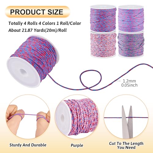 Cordón de nudo chino de 1,2 mm para joyería hecha a mano y proyectos de macramé 4