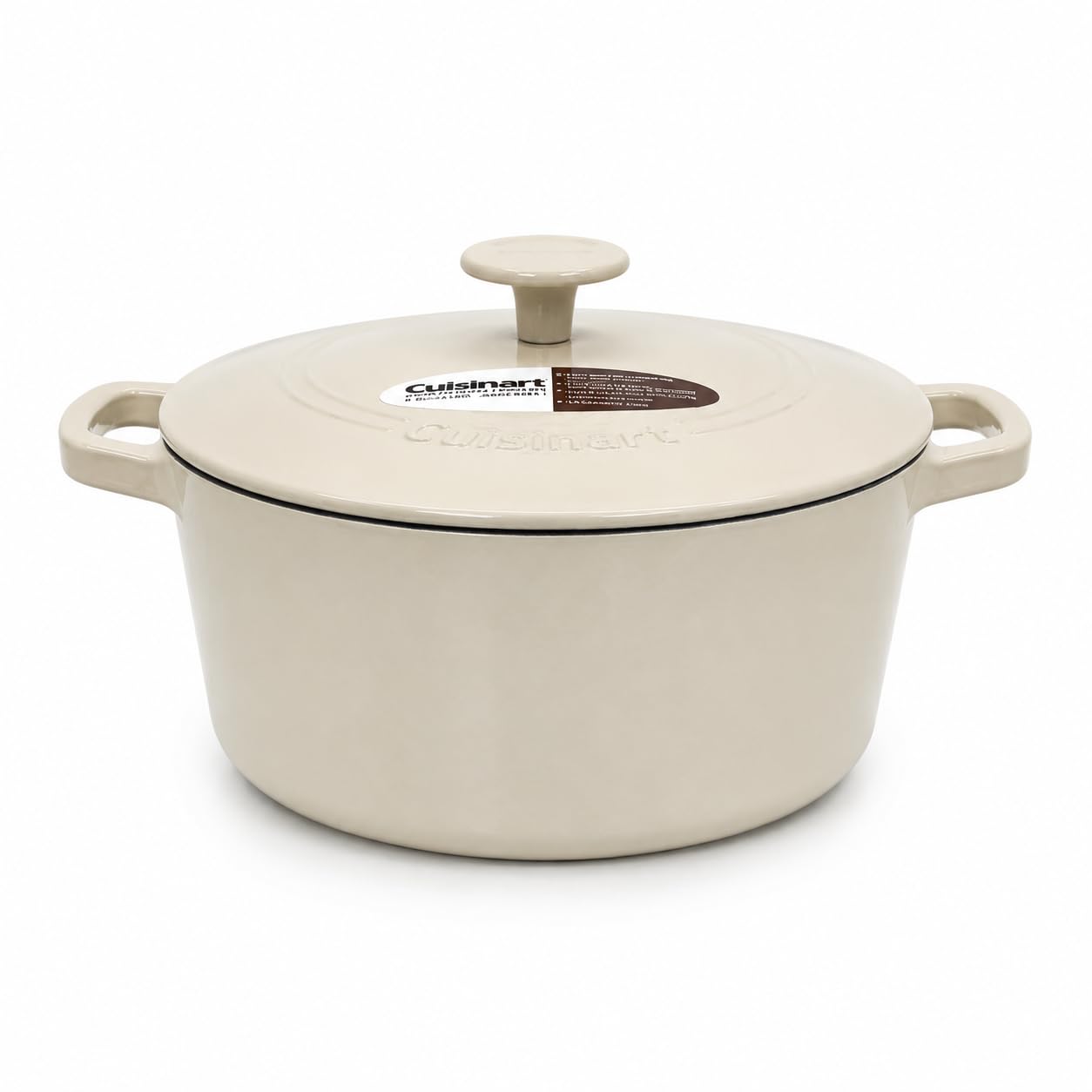 Cuisinart Chef's Classic Enameled Cast Iron Dutch Oven with Lid, Porcelain Enameled Interior, Oven Safe, Induction Compatible, 5-Quart, Round, Linen