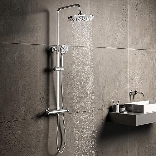 Huiyang Bathroom Thermostatic Valve Shower Mixer Set, Handheld Shower and with Adjustable 8
