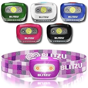 BLITZU Led Headlamps for Camper, Kids, Family, Adults. Headlights, Headband Flashlights, Led Head Lights, Head Lamp, Camping Essentials Gear Clearance, Purple