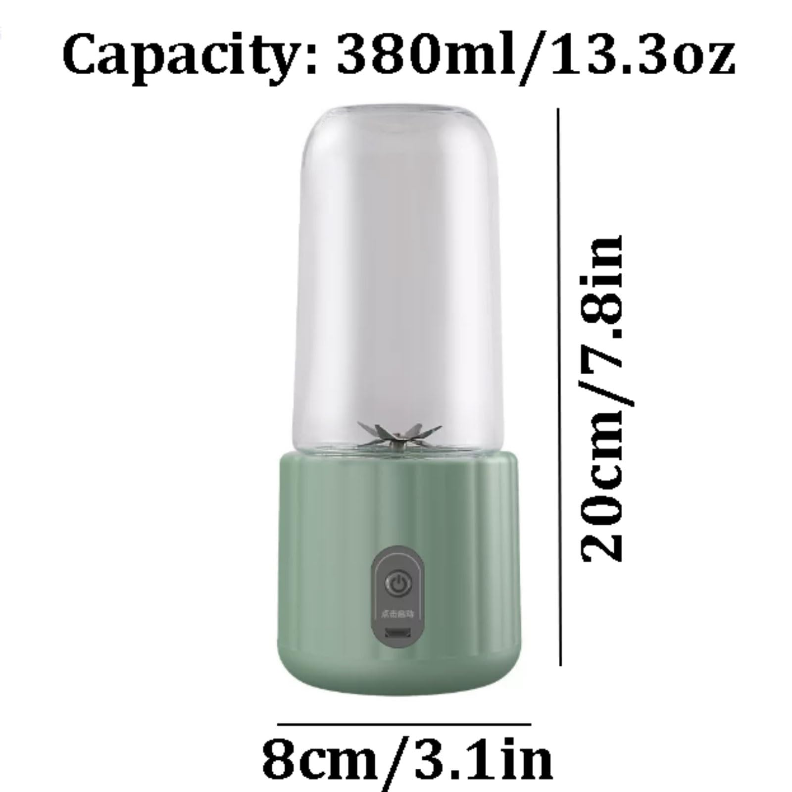 Bezprzewodowy przenośny mikser z tworzywa sztucznego ze składaną pokrywką, mini elektryczna wyciskarka do cytrusów z 6 ostrzami do koktajli, mieszanka lodów i soków o wysokiej wydajności (Groen)