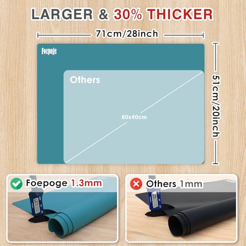 Foepoge Groß Malunterlage für Kinder: 71 x 51 cm Silikonmatte für Epoxidharz Handwerk - Bastelunterlage Groß Bastelmatte für Basteln - Abwaschbar Platzset/Silikon Unterlage für Küche (Morandigrün)