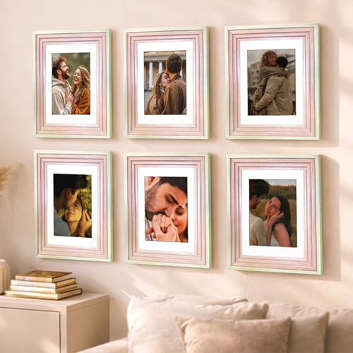 Image of Art Street Luxury Photo Frame for living room, Modern Step Design Photo Frames for Photograph, Art Work, Kids Room Set of 6 (11x14 Inch, Pink)