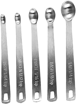 Mobestech 5pcs Stainless Steel Measuring Spoon Set Accurate Measurement Kitchen Utensils for Baking Cooking and Seasoning Dishwasher Safe and Stackable Design