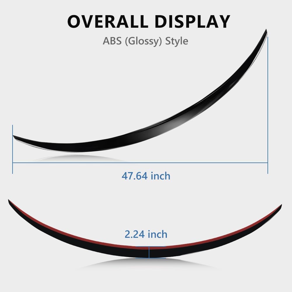 ABS Rear Spoiler Wings Compatible with Tesla Model Y 2020 2021 2022 2023 2024, [Glossy Black Style] Rear Trunk Spoiler Lip Tail Wing Rear Trunk Lid