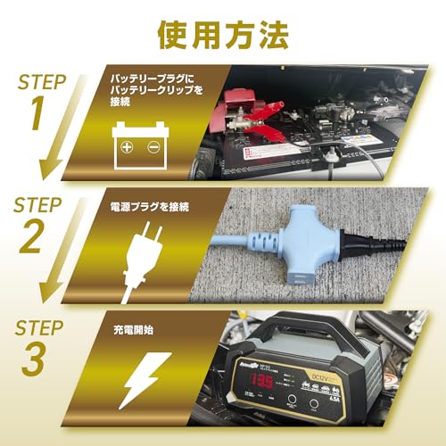 メルテック(meltec) 全自動ウルトラパルスバッテリー充電器 (オートバイ/軽自動車/普通自動車 ハイブリッド車対応) 12V専用 MeltecPlus 定格出力 MAX6.5A MP-310