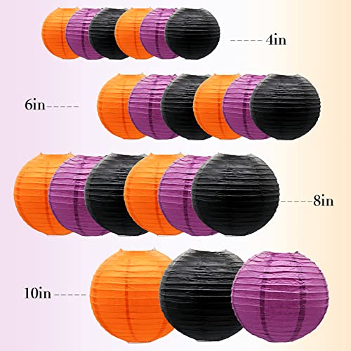 Paper Lanterns Party Decorations, Orange Purple Black Round Hanging Lanterns For Graduation Halloween Thanksgiving Birthday Party Decorations, 21Pcs #TOP1