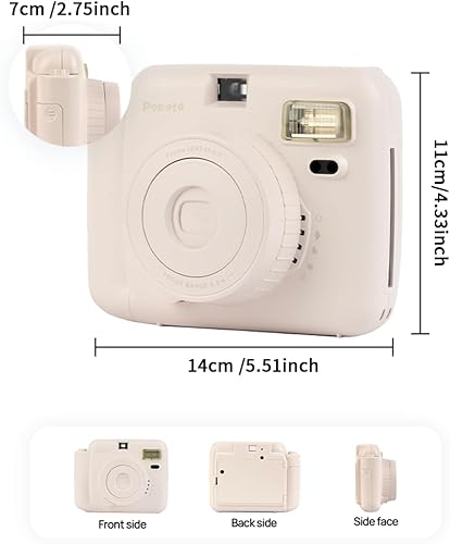 Miniatura 2 de POPOTO Cámara instantánea con funda de cuero, mini 12 calcomanías de decoración de cámara instantánea, marcos, álbum de fotos y más kit de