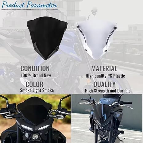 Motorcycle Windscreen Windshield for Yamaha MT03 MT 03 MT25 MT 25 2020-2023Black Motorcycles New Accessories Windshield (Transparent Gray)