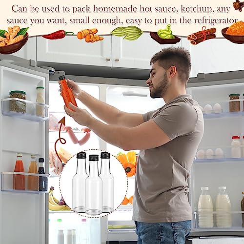 Zubebe 100 Pcs Hot Sauce Bottles Small Plastic Clear Woozy Bottles Empty with Leak Proof Black Screw Cap Mini Wine Liquor jars for Kitchen Sauce Salad Dressing Syrup Juice Whiskey (5 oz) by Zubebe - Image 4