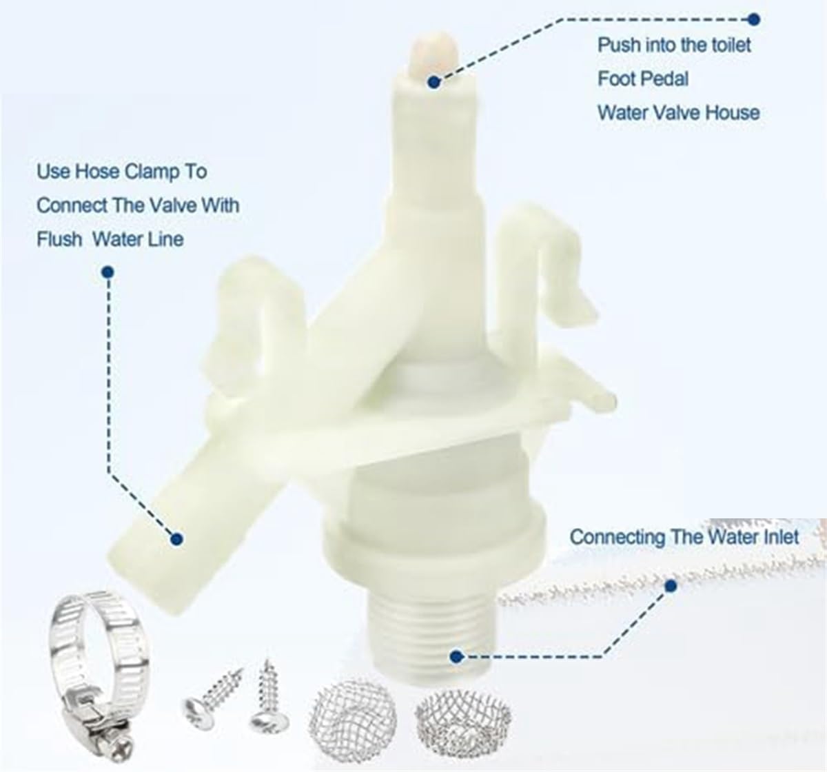 Toilet Water Valve Kit RV Toilet Water Valve Kit for Camper Pedal-Flush