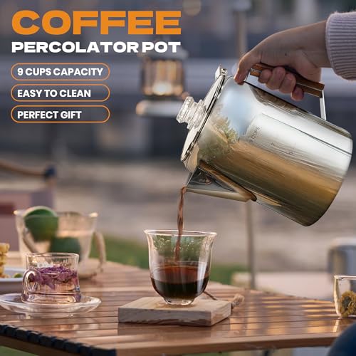 LRYYBTI Percolator Pot Stainless Steel Camping Coffee Pot-NO Aluminum or Plastic Camping Coffee Pot Stovetop (9 cup) by LRYYBTI - Image 5