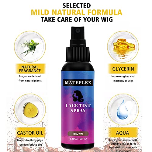 Mateplex Lace Melting Tint Spray For Wigs, Concealer For Hair Wigs Natural Finishing, Lace Color Edge Control For Men And Women Toupees& Hairpieces(Brown) #TOP4
