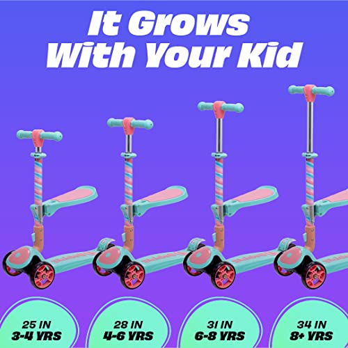 SKIDEE Kick Scooters for Kids Ages 3-5 - Adjustable Height Foldable Scooter Removable Seat,3 LED Light Wheels,Rear Brake,Wide Standing Board,Outdoor Activities for Boys/Girls, Marshmallow by SKIDEE - Image 6