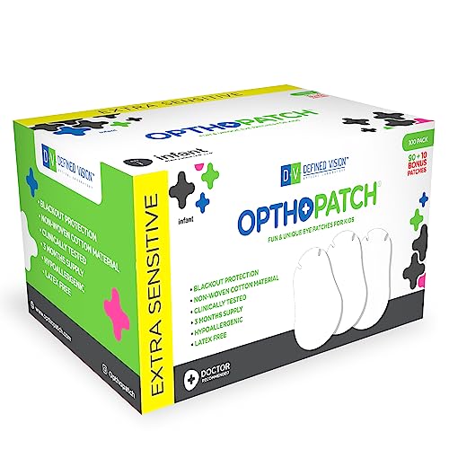 Opthopatch Eye Patches for Infants - Extra Sensitive Adhesive - Plain White - 100 Count + 3 Reward Charts