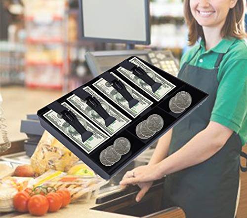 Money Tray Cash Register Drawer Insert Tray Portable Currency Till Replacement Money Organizer Storage Box With 4 Bills 3 Coins Compartments #TOP5