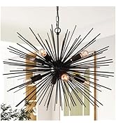 Tescruant Black Sputnik Chandelier Vintage 8-Lights 24.21" Modern Geometric Starburst Chandelier ...