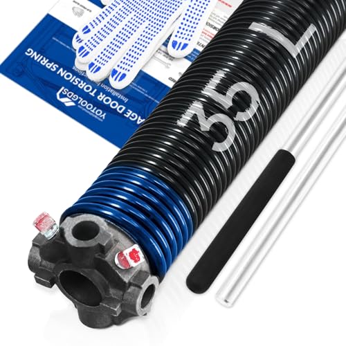 YoToolGDS Left Hand Windï¼ˆBlack Coneï¼‰2" Garage Door Torsion Spring with Non-Slip Winding Bars & Gloves, High Precision Electrophoresis Black Coated, for Replacement, MIN 16,000 Cycles (0.262x2''x35'')