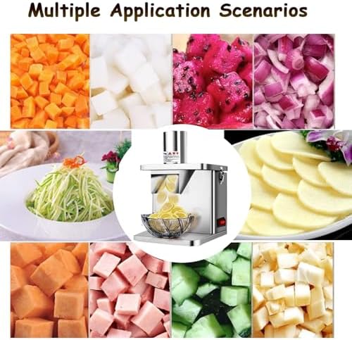 Commercial Electric Vegetable Slicer & Food Processor - Heavy Duty Multifunctional Veggie Chopper with 5 Stainless Steel Blades for Carrots, Potatoes, Onions & More