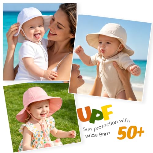 Baby Sun Hat Infant Toddler Summer Bucket Hat Kids Cotton Beach Sun Hats for Baby Boys Girls Child 0-6 Months — view 6