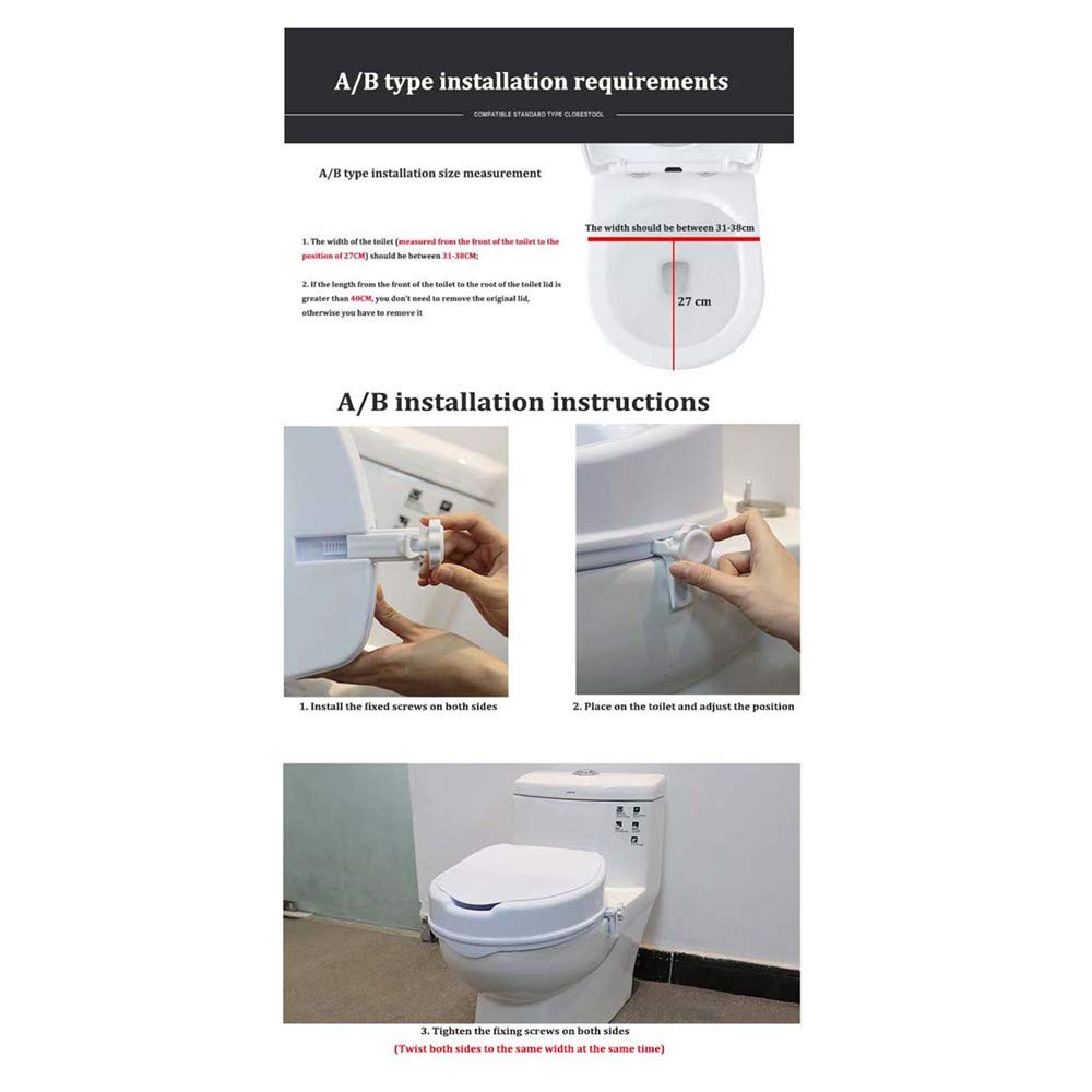 Rialzo per Sedile WC rialzato - Rialzo per Sedile WC rialzato con Morsetto Medico, Rialzo per Sedile WC con Serratura di Sicurezza, per Anziani, Donne Incinte, disabili,B 6CM