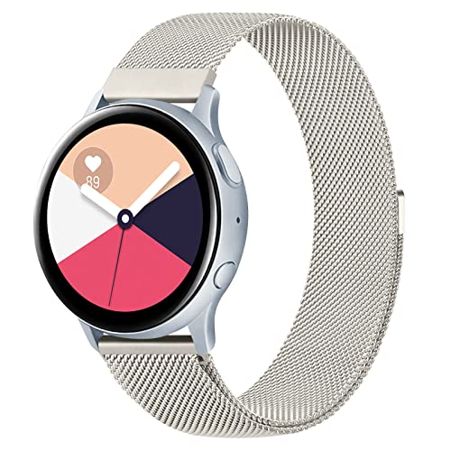 YILED Metal Bands for Samsung Galaxy Watch Active 2/3 40/41mm, 20mm Stainless Steel Mesh Watch Strap (Starlight)