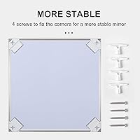 Vista 6 de Espejo de baño plateado de 20 x 36 pulgadas, espejo sin cobre, marco de aleación de aluminio, espejo rectangular montado en la pared, espejo moderno