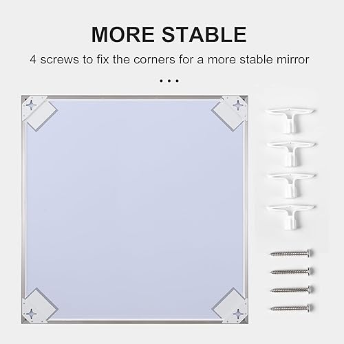 Miniatura 7 de Espejo de baño plateado de 20 x 36 pulgadas, espejo sin cobre, marco de aleación de aluminio, espejo rectangular montado en la pared, espejo moderno