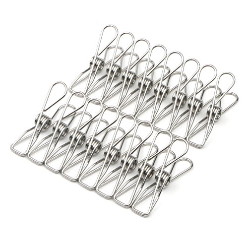 Pxyelec 50 Pack Stainless Steel Strong Rust Resistant Clothes Pegs for Outdoor, Home, Kitchen, Bathroom, Garden, Paper Files, Snacks Seal(Rustproof & Extra Grip)