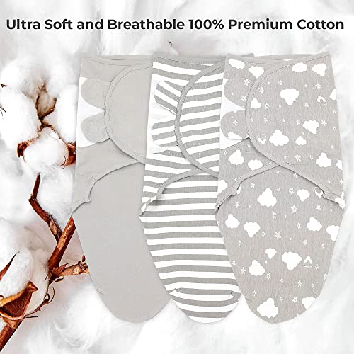 Baby Swaddle Blanket Boy Girl, 3 Pack Small-Medium Size Newborn Swaddles 0-3 Month, Infant Adjustable Swaddling Sleep Sack #TOP5