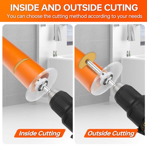 Image of Inside Pipe Cutter for PVC Pipe, Cutter Tool Set with Scale Adjustable Depth Gauge, 5PCS Saw Blades and Hex Shank, Internal Plastic ABS Pipe Cutter Set