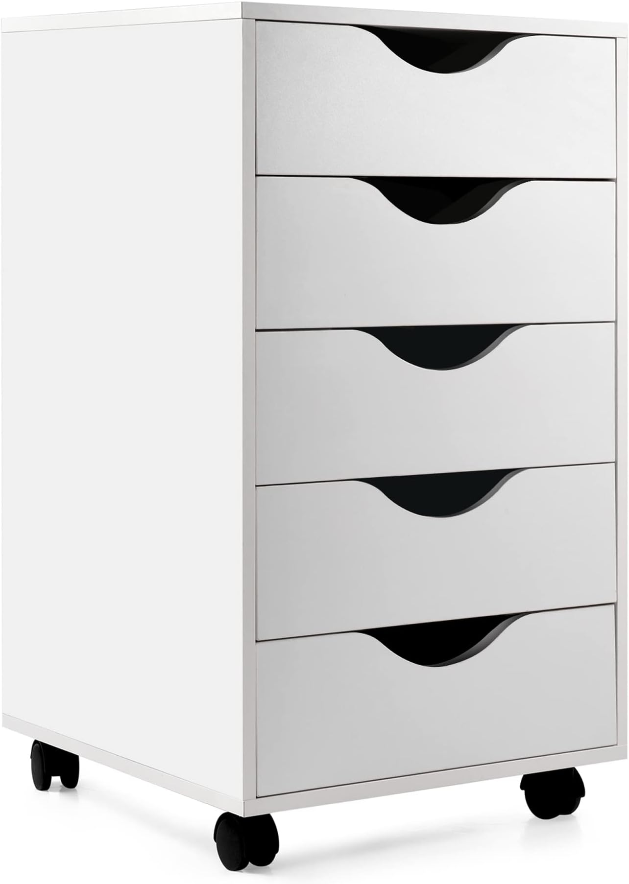 EDGEWOOD 5 Drawer Vertical File Cabinet Filing Storage Wood Organizer Dresser Chest Under Desk, 16"D x 16"W x 26"H, White