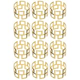 KICHOUSE 12 Anillos Dorados Diseño y Elegante Paquete de 12 Piezas para Servilletas de Hierro Dorado para de Mesa en Fiestas y