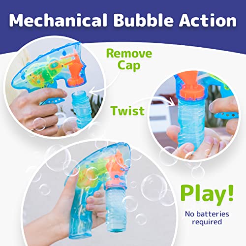5 Pack Of Wind Up Bubble Gun Blaster Led Light Up Bubble Blower Indoor And Outdoor Toys For Kids Boys Girls (No Batteries Needed) #TOP4