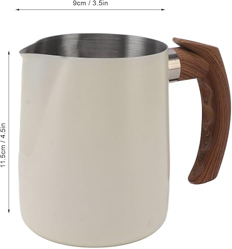 Miniatura 4 de Jarra de espuma de leche, taza espumadora de leche espresso, escala interior, acero inoxidable 304 sin goteo, jarra de vapor para café con mango