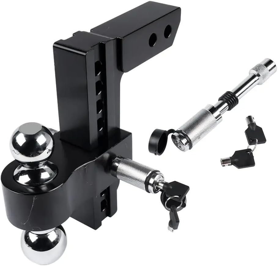 Adjustable Trailer Hitch Aluminum Tow Hitch Fits 2-Inch Receiver Heavy Duty Drop Hitch with 8-Inch Drop Rise Black