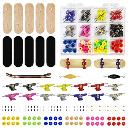 DisplayMore Premium Wooden Fingerboard Deck - Includes Prolific Foam Tape & Multicolour Wheels, The Classic - 30mm x 100mm - Pre-Drilled Holes Size (164PCS Finger Skateboard DIY Set)
