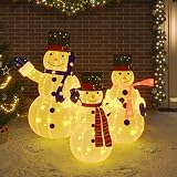 lvssiao Adorno Navidad Exterior, Muñecos de Nieve Decorativos de Navidad con LED Tela Lujosa Navidad Decoración Interior Aire Libre Hogar Patio Familiar Césped Jardín Fiesta