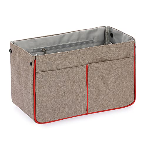 Btsky Large Size Purse Organizer Insert Oxford Bag Organizer For Handbag & Purse, Handbag &Tote Bag Organizer Insert Shaper With 14 Pockets(L, Brown) #TOP7