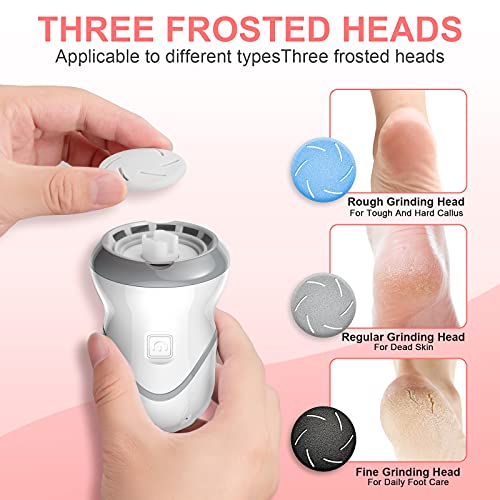 Professional Electric Feet Callus Remover,Portable Rechargeable Foot File Pedicure Tools With Vacuum Adsorption Foot Grinder 2 Speed 3 Grinding Heads , Ideal For Dead Skin/Powerful Exfoliation #TOP1