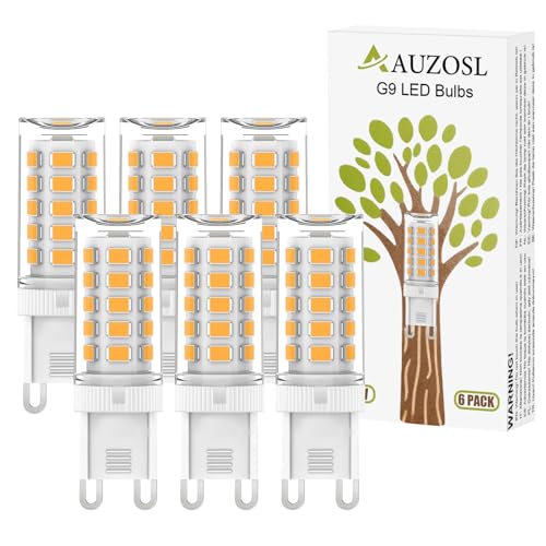 AUZOSL G9 LED Bulbs Warm White 3W, 380lm Equivalent 30W G9 Halogen Light Bulbs, 3000K 80+CRI Flicker-Free, Non-Dimmable, Energy Saving, 6 Pack for Living Rooms, Bedrooms & Dining Areas