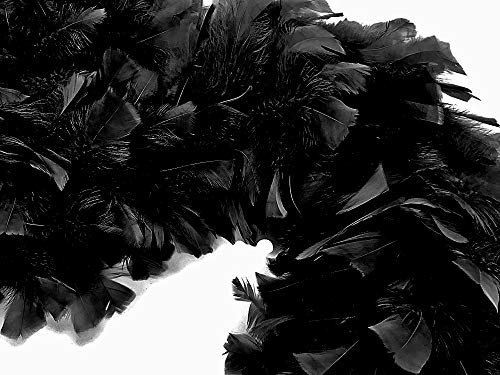 2 Yards - Black Heavy Weight Turkey Flat Feather Boa, 150 Gram Halloween Burlesque Wedding Carnival Supplier | Moonlight Feather #TOP1