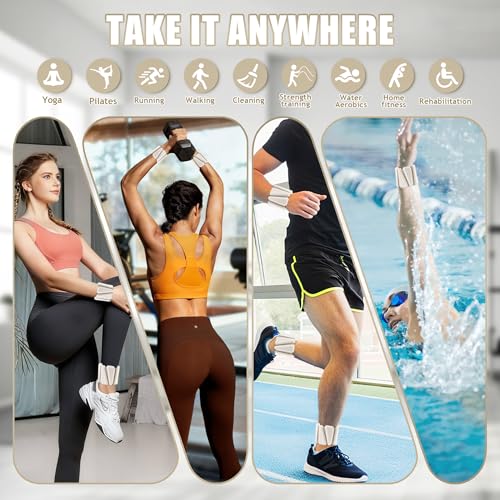 Image of BECOJADDE Ankle Weights for Women Wrist Weights Set of 2 (1 lb /2 lb Each) Adjustable Arm Leg Weight for Womens Men Suitable for Walking Swimming Running Pilates Yoga Gym