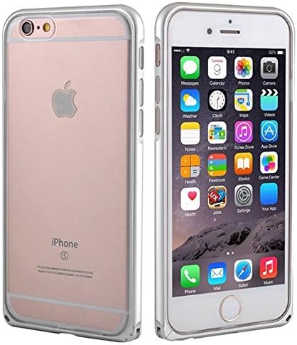 iPhone 6 Case, iPhone 6s Case Aerial Aluminum Metal Bumper Frame +TPU Transparent Back Panel Dual Protective Clear Case, 2 in 1 Cover for Apple iPhone 6 6s (4.7 inch) (Silver)