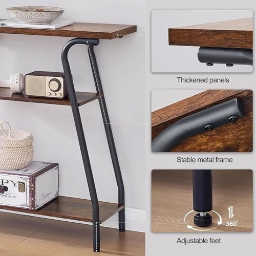 Consola de almacenamiento elegante de 3 niveles y madera natural 7