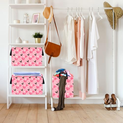 Image of Kid Clothes Storage Basket Gift Shelf Basket Toy Storage Bin, Nursery Basket Organizer Box for With Handles for Room Deco Heart Valentine's Basket