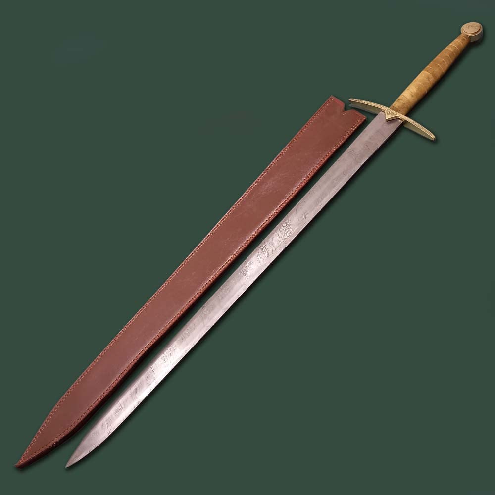 Handmade Einherjar Blade of Valhalla Damascus Steel Viking Long Sword Movie Replica Viking Sword